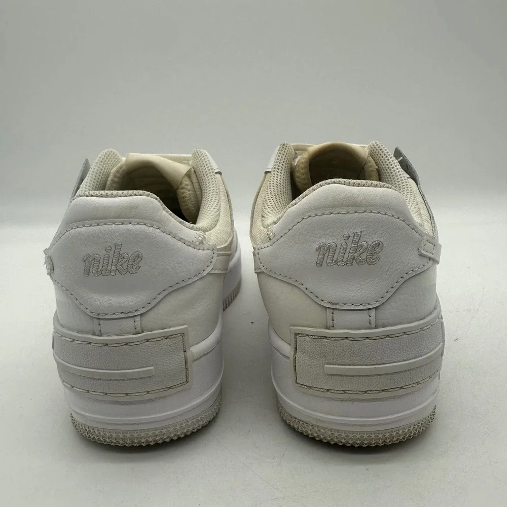 Nike CI0919-100 Womens Size 8 Triple White Air Force 1 Shadow Shoes Layered AF1